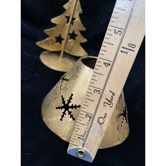 Vintage Christmas Tree Snowflake & stars Votive Candle Holder 10” - Picture 9 of 10